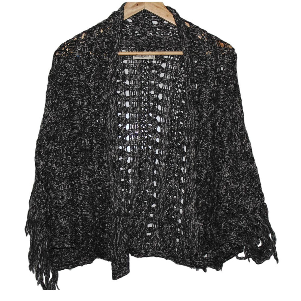 Womens Abercrombie & Fitch Heather Gray Knit Crochet Shrug Sweater Size One Size